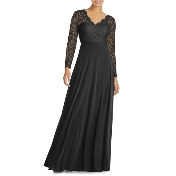 Dessy Collection 3014 Black Lace Top Gown 🤩 R1 - Picture 3 of 17